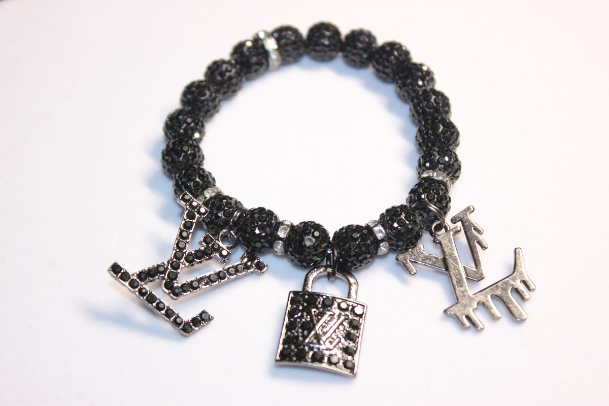 Black Rhinestone Charm Bracelet (1)