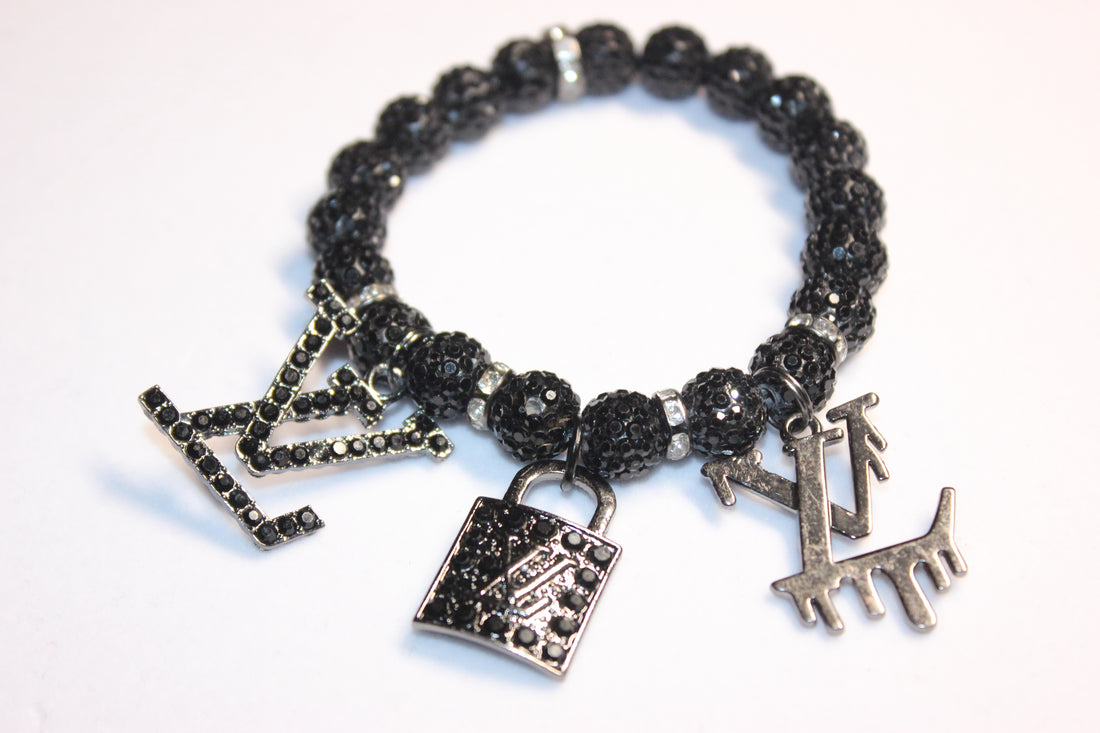 Black Rhinestone Charm Bracelet (1)