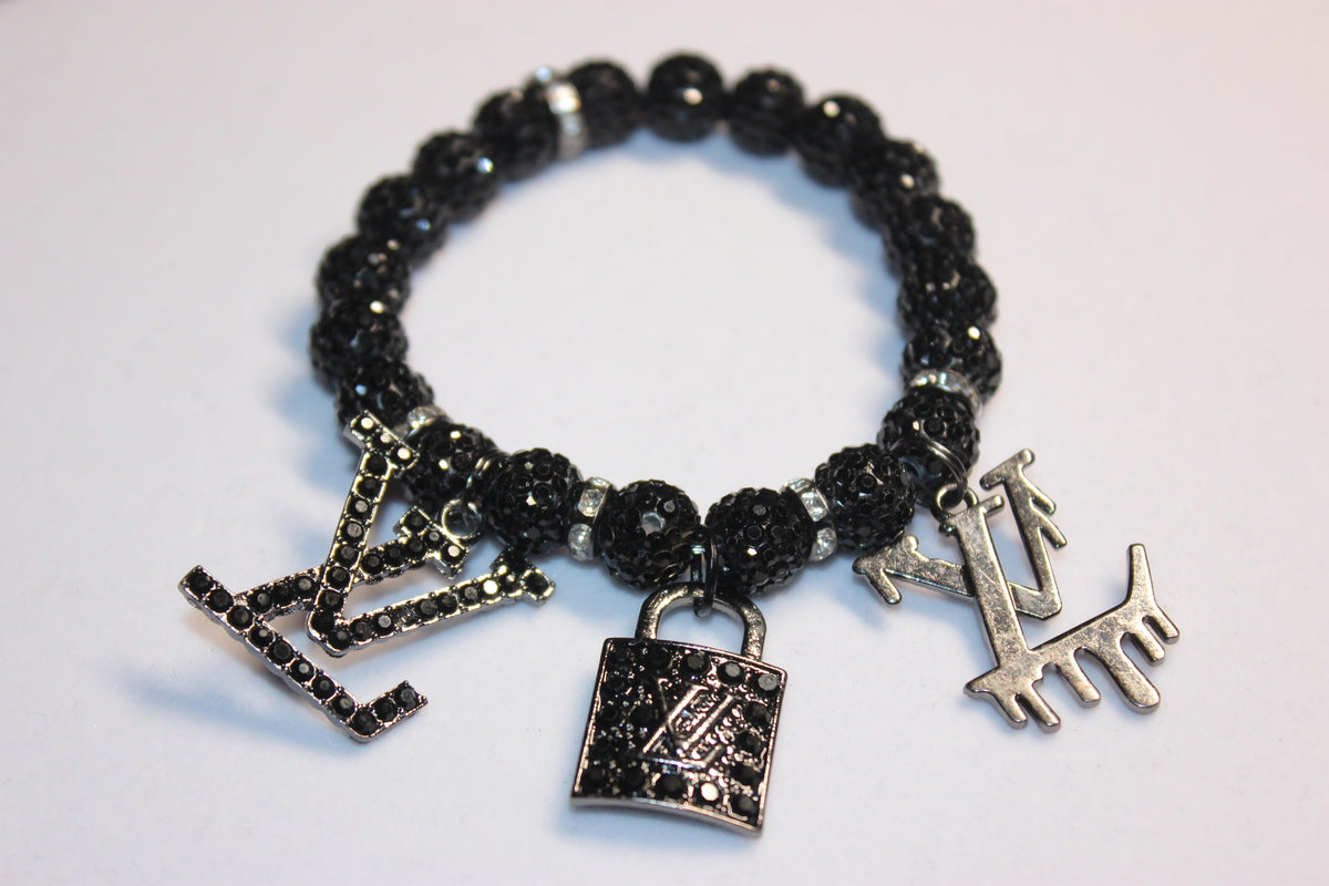 Black Rhinestone Charm Bracelet (1)