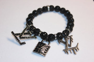 Black Rhinestone Charm Bracelet (1)