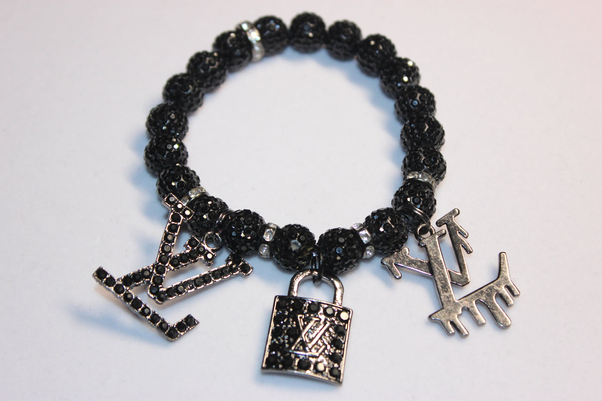 Black Rhinestone Charm Bracelet (1)