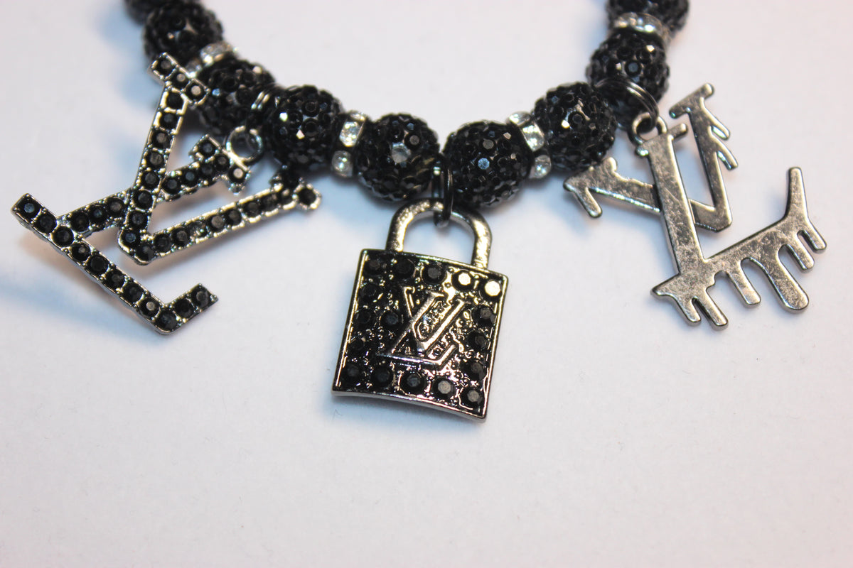 Black Rhinestone Charm Bracelet (1)