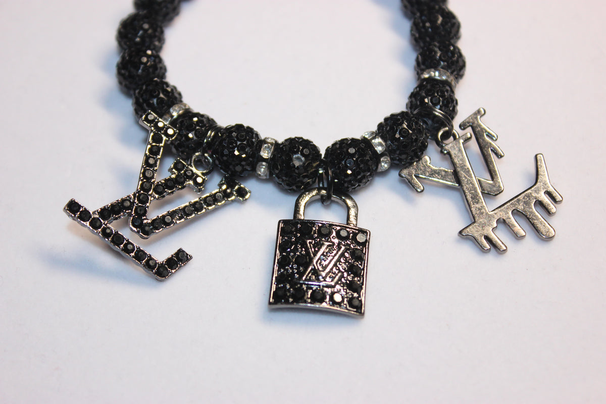 Black Rhinestone Charm Bracelet (1)