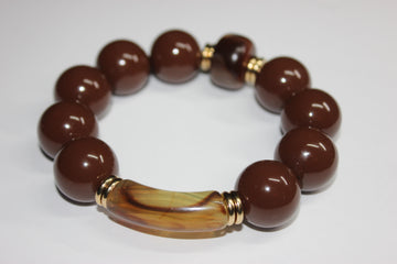 Shades Of Chocolate Brown & Gold Beaded Bracelet