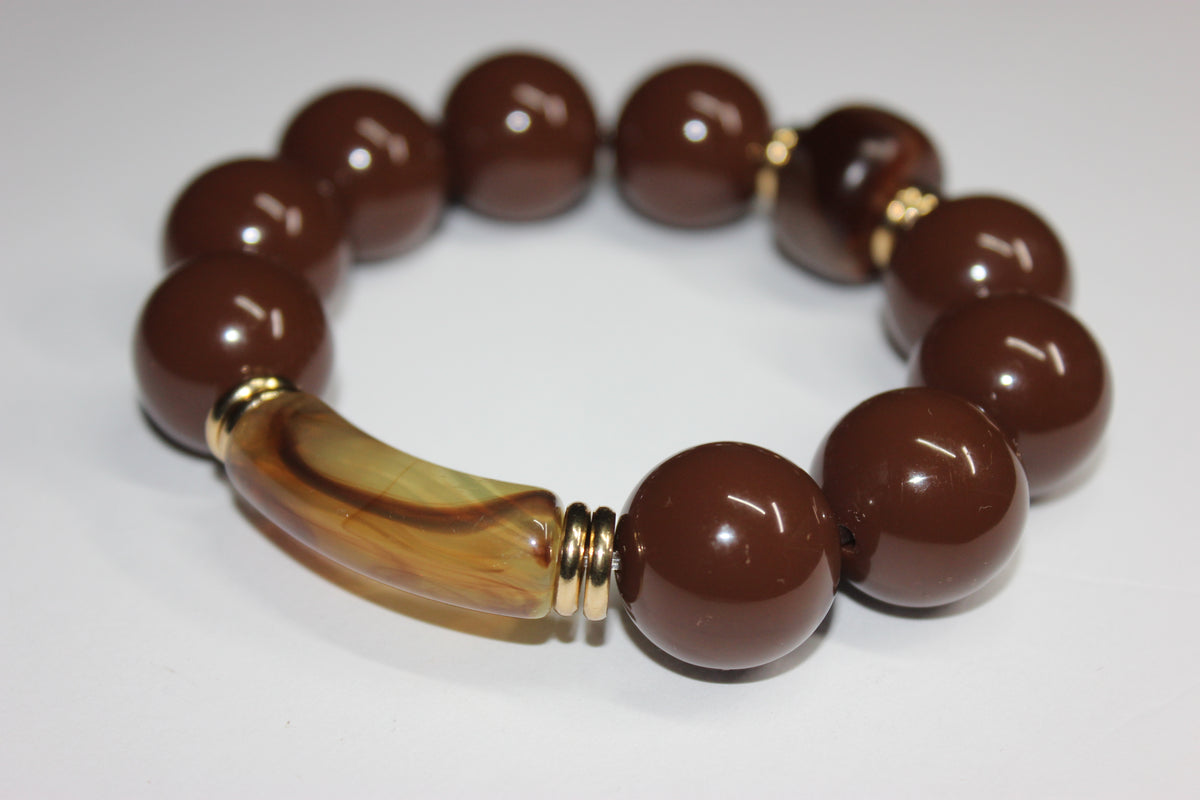 Shades Of Chocolate Brown & Gold Beaded Bracelet