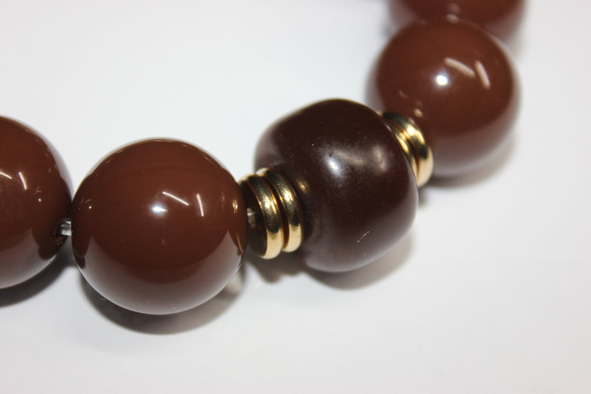 Shades Of Chocolate Brown & Gold Beaded Bracelet