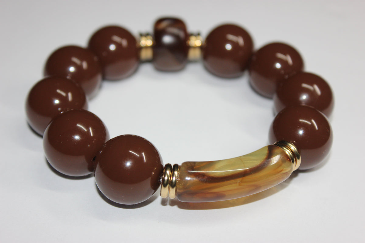 Shades Of Chocolate Brown & Gold Beaded Bracelet