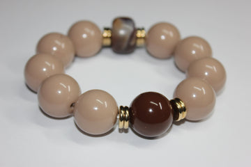 Shades Of Mocha Chocolate Brown Beaded Bracelet (GOLD)