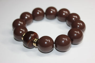 Chocolate Brown & Gold Beaded Bracelet