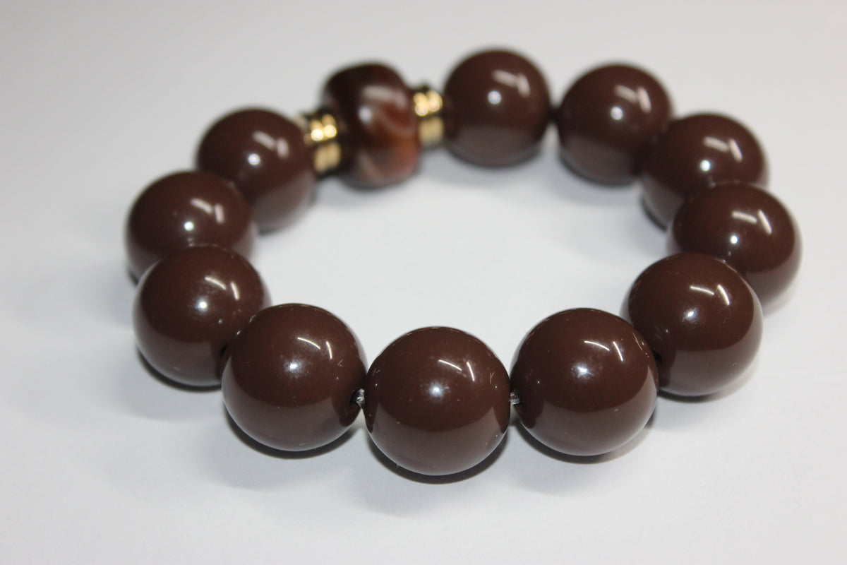Chocolate Brown & Gold Beaded Bracelet