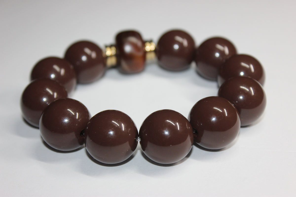 Chocolate Brown & Gold Beaded Bracelet