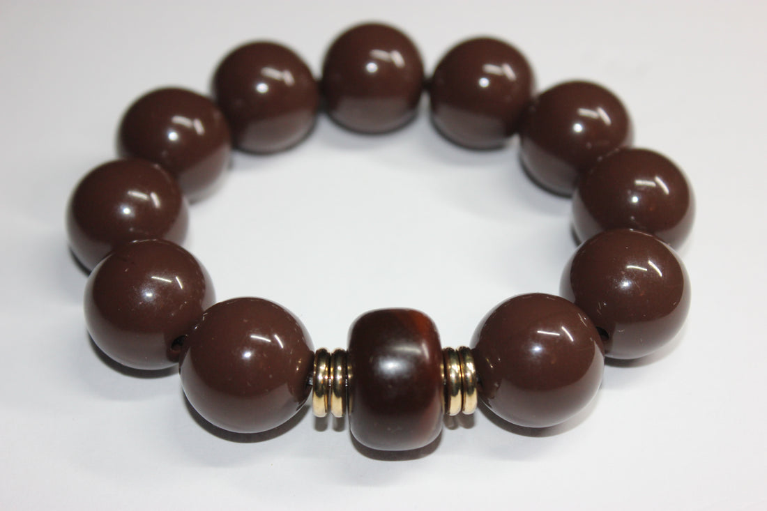Chocolate Brown & Gold Beaded Bracelet