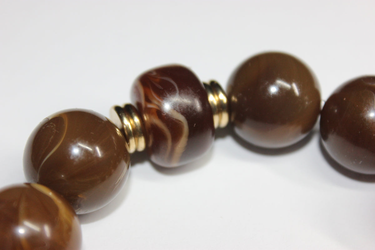 Gold & Chocolate Brown Beaded Bracelet