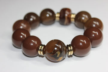 Gold & Chocolate Brown Beaded Bracelet