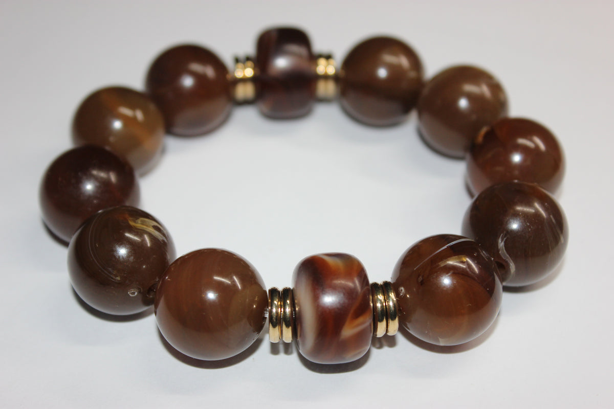 Shades Of Chocolate Brown & Gold Beaded Bracelet