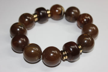 Shades Of Chocolate Brown & Gold Beaded Bracelet