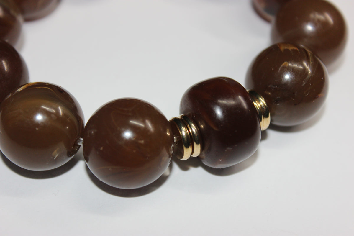 Chocolate Brown & Gold Beaded Bracelet