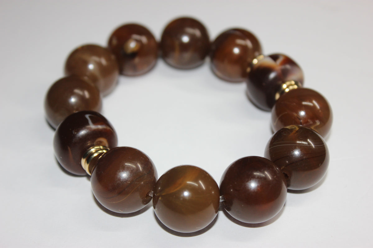 Shades Of Chocolate Brown & Gold Beaded Bracelet