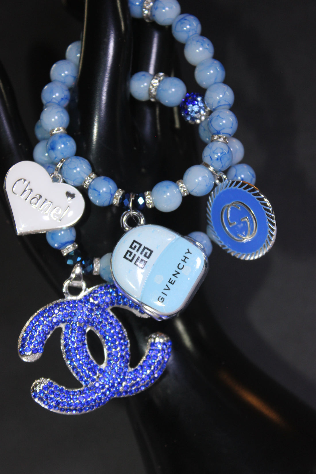 Shades Of Blue 2 Piece Charm Bracelet Set (Silver)